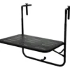 Pro Garden Balkon tafel - metaal - mat zwart - 60 x 43 cm