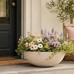 Pro Garden plantenpot schaal - kunststof - beige - D51 cm