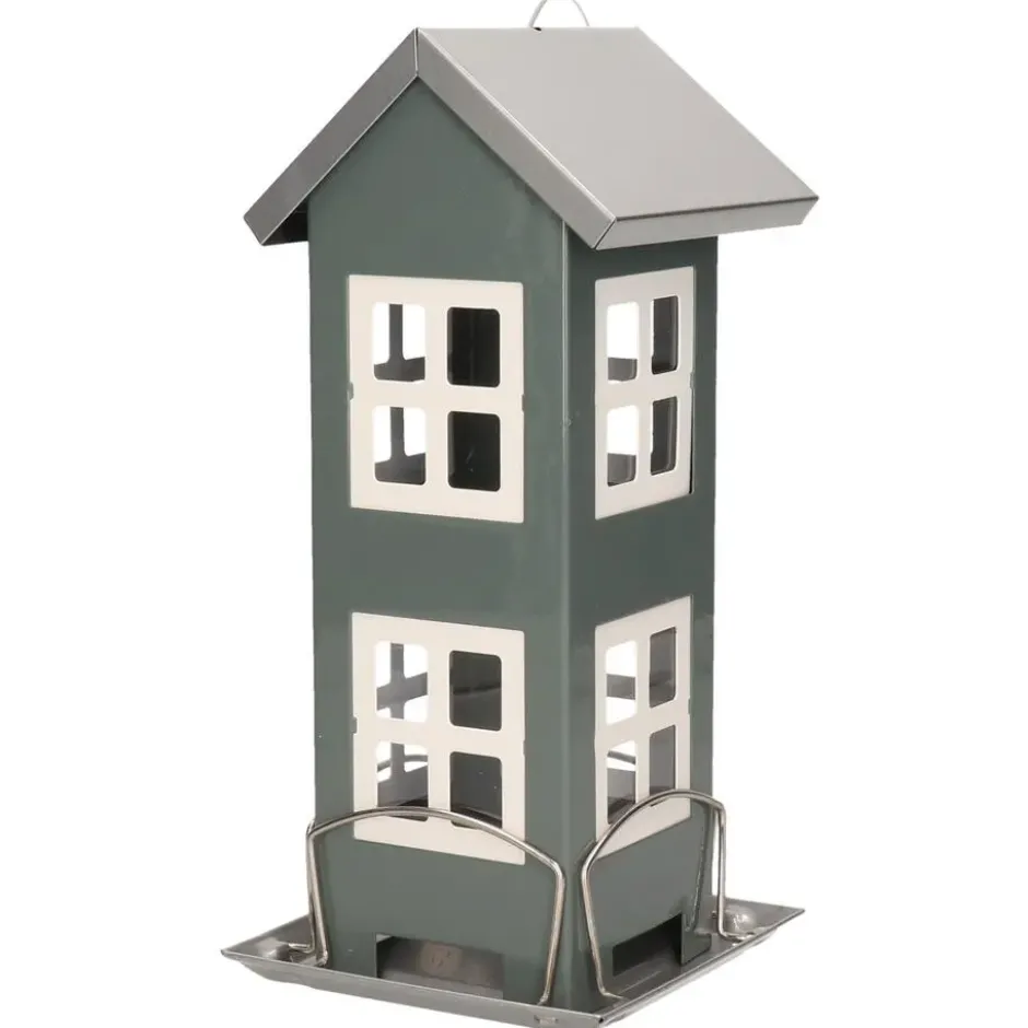 Pro Garden Vogelvoederhuisje - hangend - grijs - silo - 19 cm