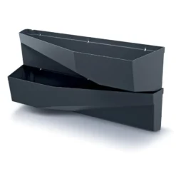 Prosperplast Hangende Plantenbakken - 2x - 78x19x35cm - grijs