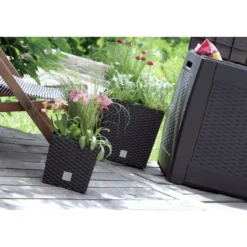Prosperplast Plantenbak Rato - bruin - rotan - kunststof - 20 cm