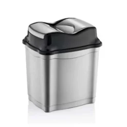 Prullenbak - zilver met zwart - 50 l