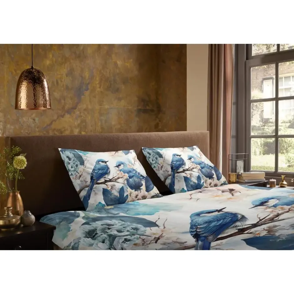 Pure Blauwe Vogels Dekbedovertrek Blauw-Lits-jumeaux (240 x 200/220 cm)