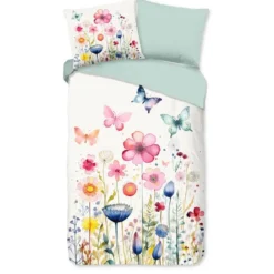 Pure dekbedovertrek bloemen - 1 persoons 140x200/220 cm - Multi - Microvezel