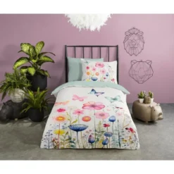 Pure dekbedovertrek bloemen - 1 persoons 140x200/220 cm - Multi - Microvezel