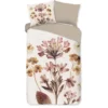 Pure dekbedovertrek bloemen - 1 persoons 140x200/220 cm - Zand - Microvezel
