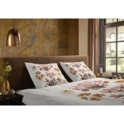Pure dekbedovertrek bloemen - 1 persoons 140x200/220 cm - Zand - Microvezel