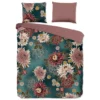 Pure dekbedovertrek bloemen - 2 persoons 200x200/220 cm - Petrol - Microvezel