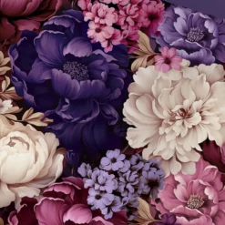 Pure dekbedovertrek bloemen - Lits jumeaux 240x200/220 cm - Paars - Microvezel