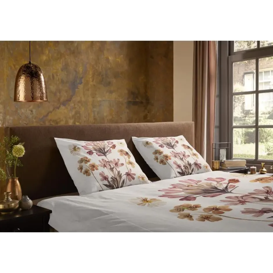 Pure dekbedovertrek bloemen - Lits jumeaux 240x200/220 cm - Zand - Microvezel