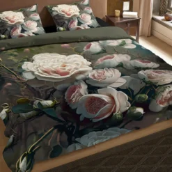 Pure dekbedovertrek bloemen - Lits jumeaux 240x200/220 cm - Groen - Microvezel