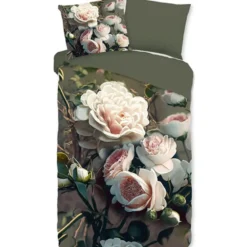 Pure dekbedovertrek bloemen - Lits jumeaux 240x200/220 cm - Groen - Microvezel