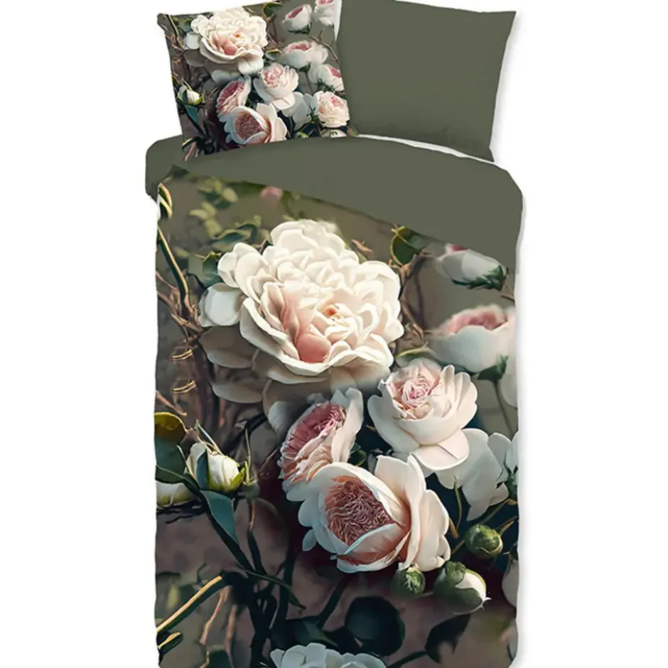 Pure dekbedovertrek bloemen - Lits jumeaux 240x200/220 cm - Groen - Microvezel
