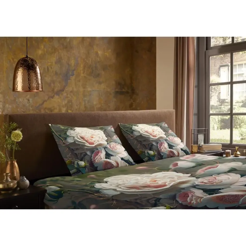 Pure dekbedovertrek bloemen - Lits jumeaux 240x200/220 cm - Groen - Microvezel