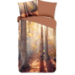 Pure dekbedovertrek bomen/ bos - 1 persoons 140x200/220 cm - Multi - Microvezel