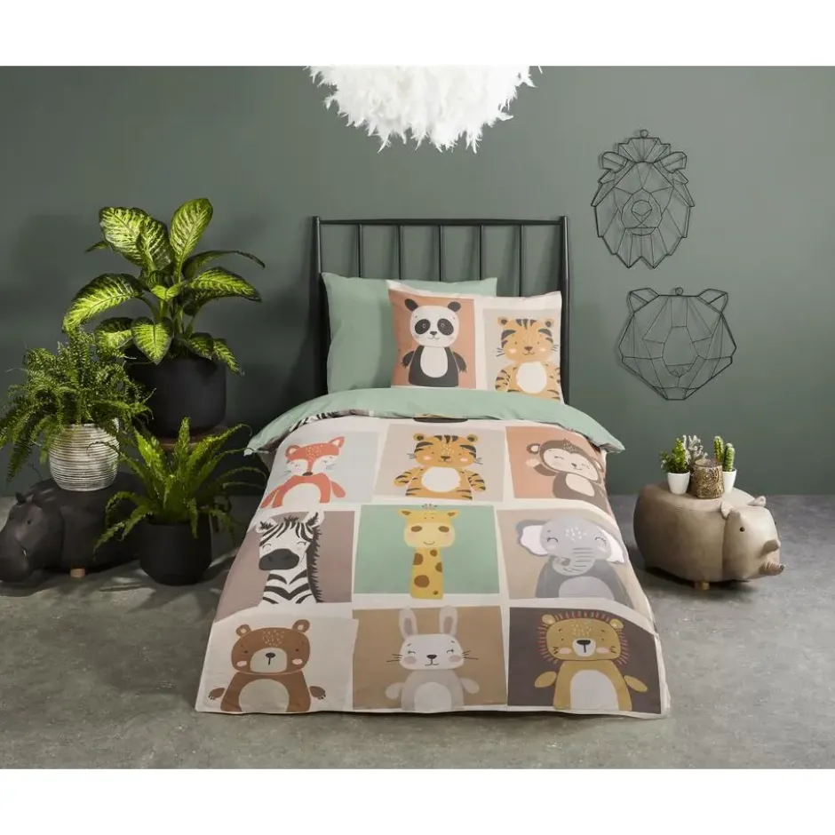 Pure dekbedovertrek dieren - 1 persoons 140x200/220 cm - Multi - Microvezel