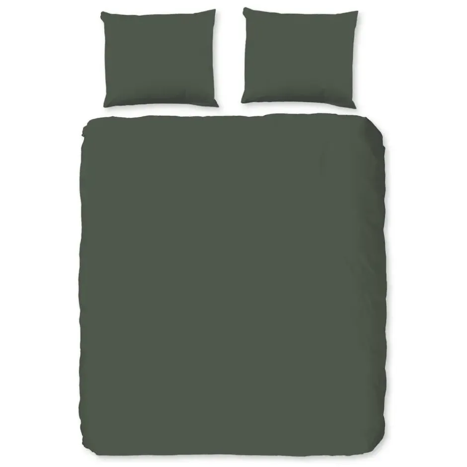 Pure dekbedovertrek effen kleur - 1 persoons 140x200/220 cm - Groen - Microvezel