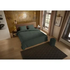 Pure dekbedovertrek effen kleur - 1 persoons 140x200/220 cm - Groen - Microvezel