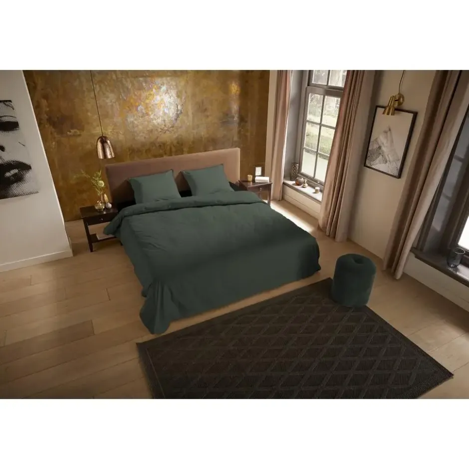 Pure dekbedovertrek effen kleur - 1 persoons 140x200/220 cm - Groen - Microvezel