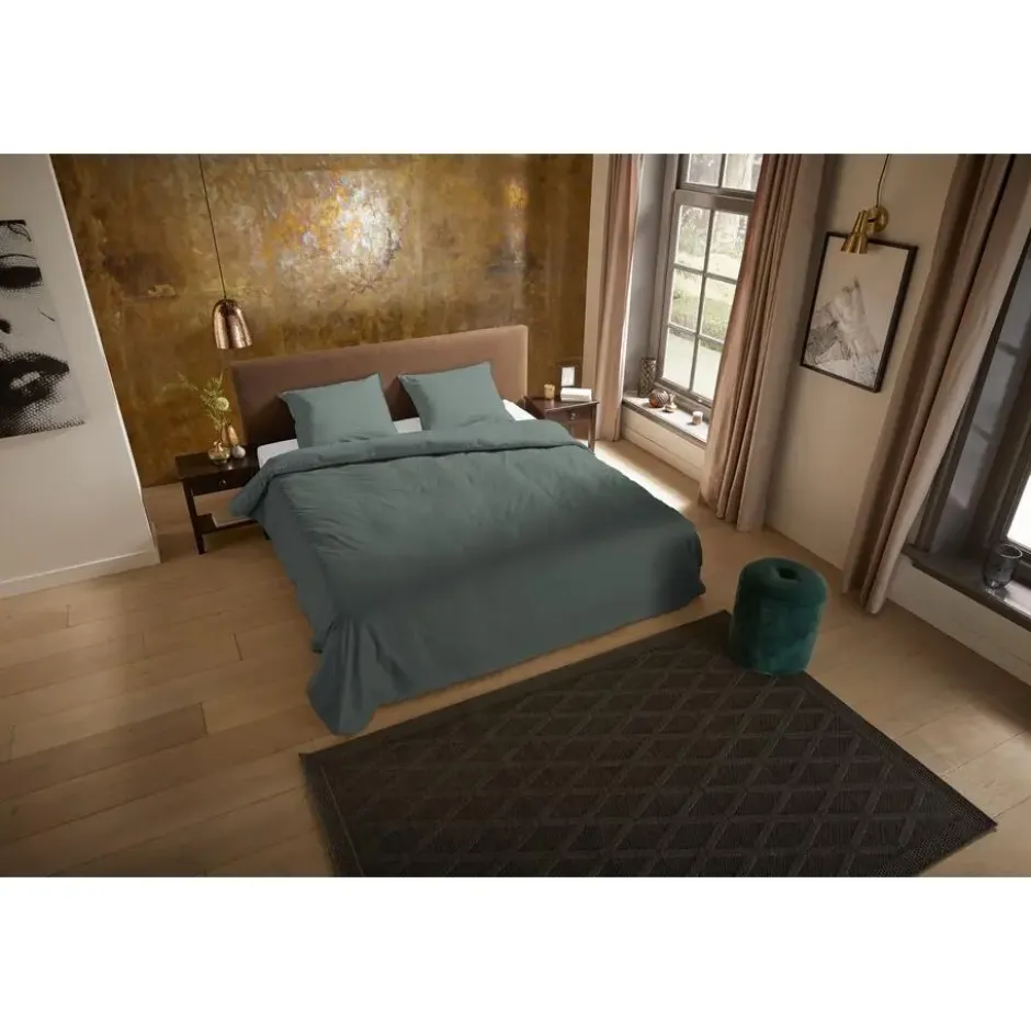 Pure dekbedovertrek effen kleur - 2 persoons 200x200/220 cm - Groen - Microvezel