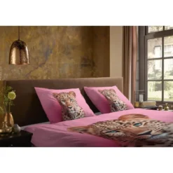 Pure dekbedovertrek panter - 2 persoons 200x200/220 cm - Roze - Microvezel