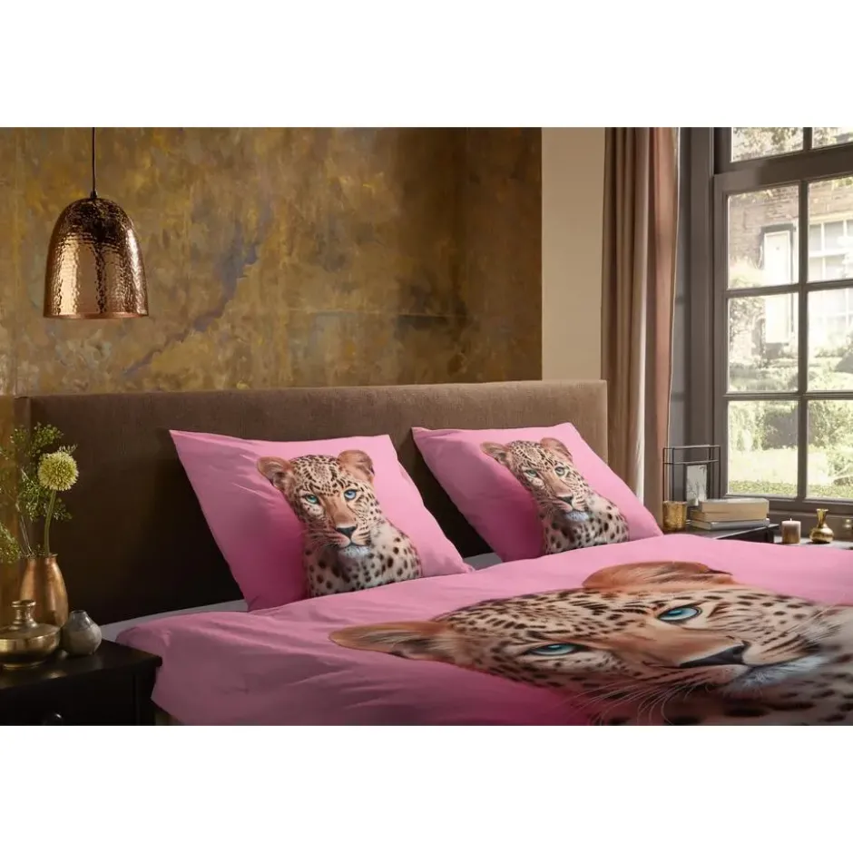 Pure dekbedovertrek panter - 2 persoons 200x200/220 cm - Roze - Microvezel