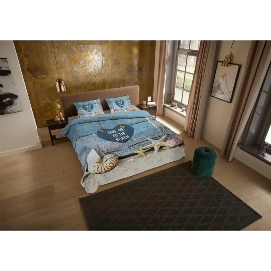 Pure dekbedovertrek strand/ zee - 2 persoons 200x200/220 cm - Multi - Microvezel