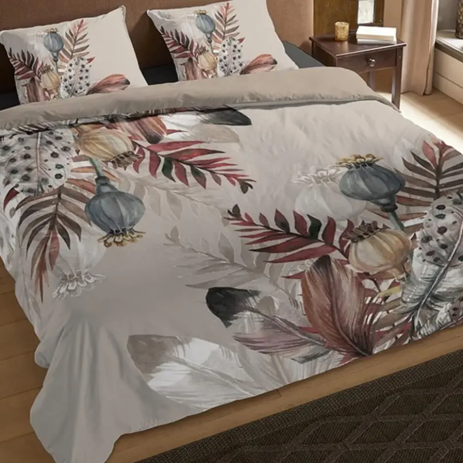 Pure dekbedovertrek veren - 2 persoons 200x200/220 cm - Taupe - Microvezel