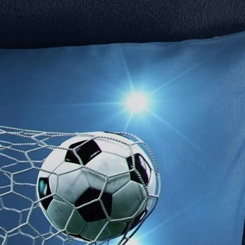 Pure dekbedovertrek voetbal - 1 persoons 140x200/220 cm - Blauw - Microvezel