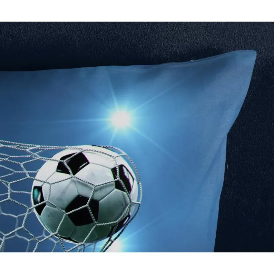 Pure dekbedovertrek voetbal - 1 persoons 140x200/220 cm - Blauw - Microvezel