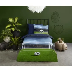 Pure dekbedovertrek voetbal - 1 persoons 140x200/220 cm - Multi - Microvezel