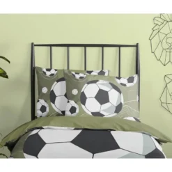 Pure dekbedovertrek voetballen - 1 persoons 140x200/220 cm - Groen - Microvezel
