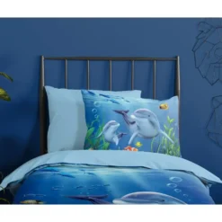 Pure Dolfijn Kinderdekbedovertrek Blauw