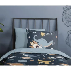 Pure SpaceDino Kinderdekbedovertrek Blauw