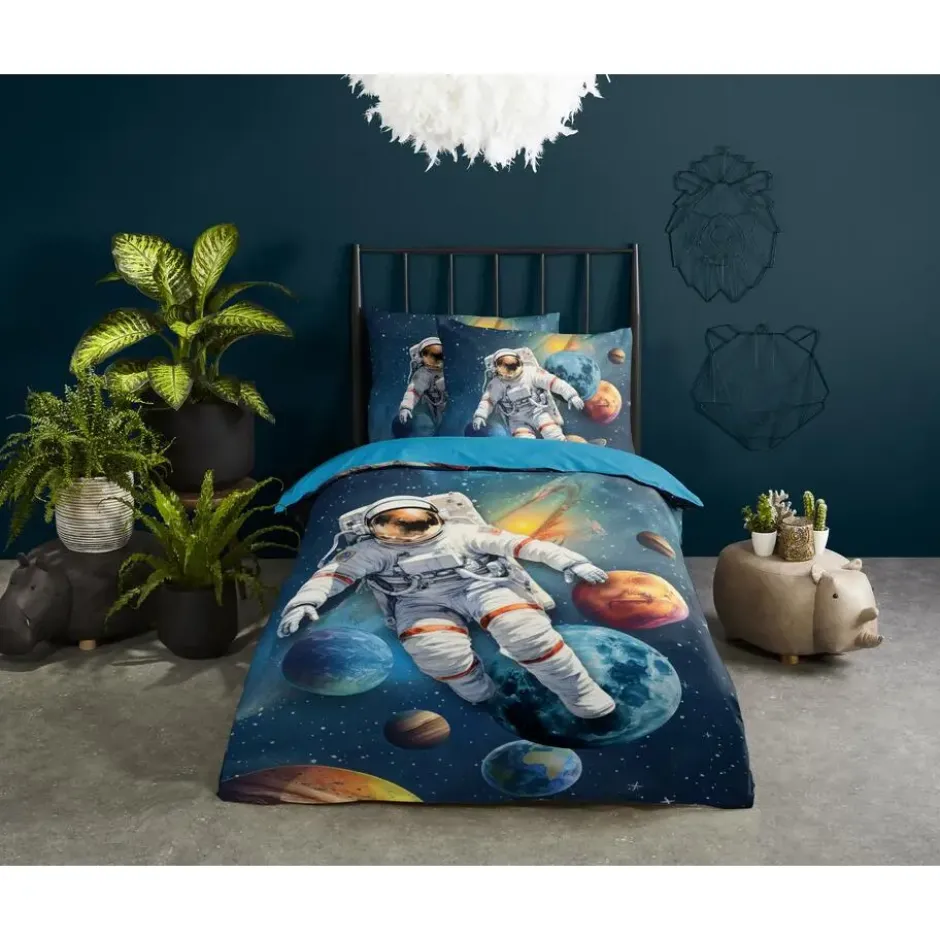 Pure Space Explorer Kinderdekbedovertrek Blauw