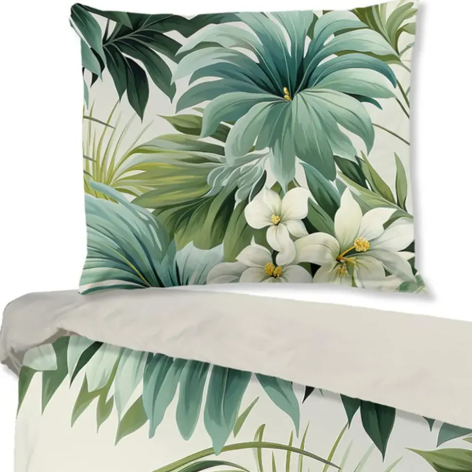 Pure Tropische Bloei Dekbedovertrek Groen-2-persoons (200 x 200/220...