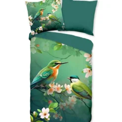 Pure Tropische Vogels Dekbedovertrek Groen-2-persoons (200 x 200/220 cm)
