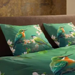 Pure Tropische Vogels Dekbedovertrek Groen-Lits-jumeaux (240 x 200/220 cm)