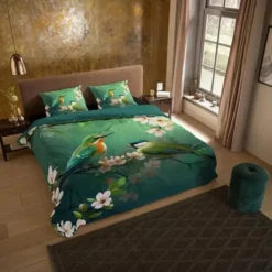 Pure Tropische Vogels Dekbedovertrek Groen-Lits-jumeaux (240 x 200/220 cm)