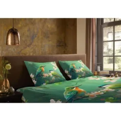 Pure Tropische Vogels Dekbedovertrek Groen-Lits-jumeaux (240 x 200/220 cm)