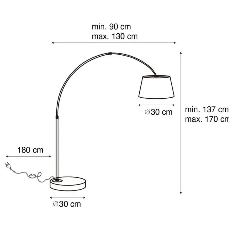 Qazqa booglamp arc-basic zwart e27