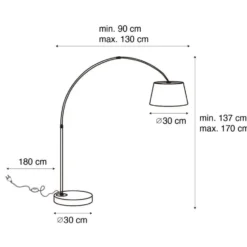 Qazqa booglamp arc zwart e27