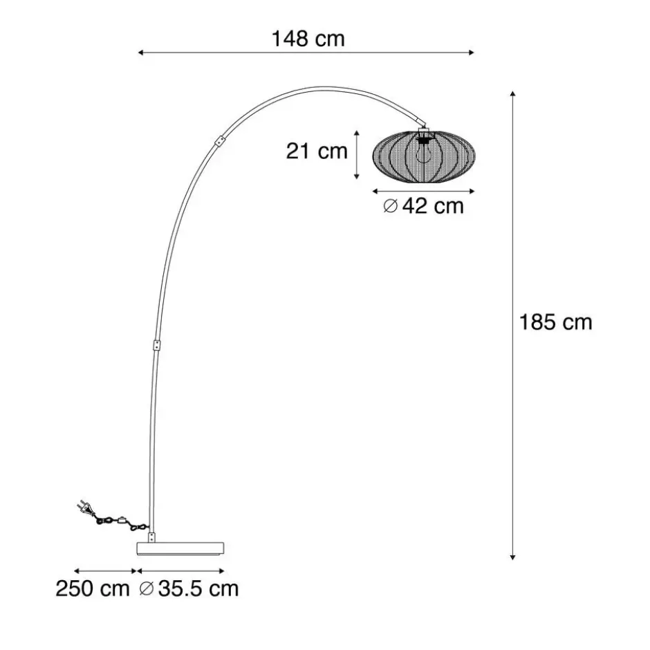 Qazqa booglamp bida zwart e27