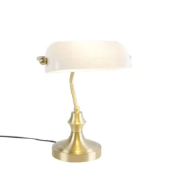 Qazqa bureaulamp banker goudkleurig e27
