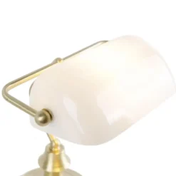 Qazqa bureaulamp banker goudkleurig e27
