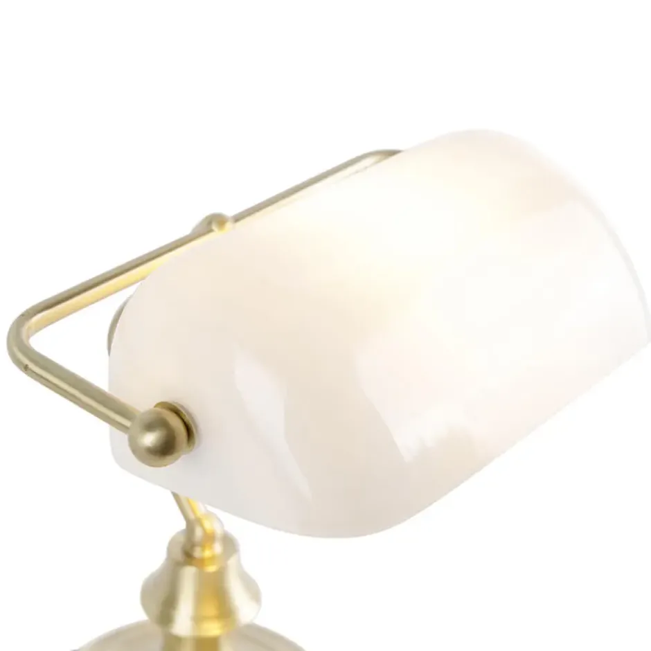Qazqa bureaulamp banker goudkleurig e27