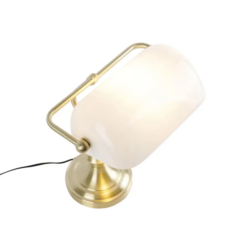 Qazqa bureaulamp banker goudkleurig e27