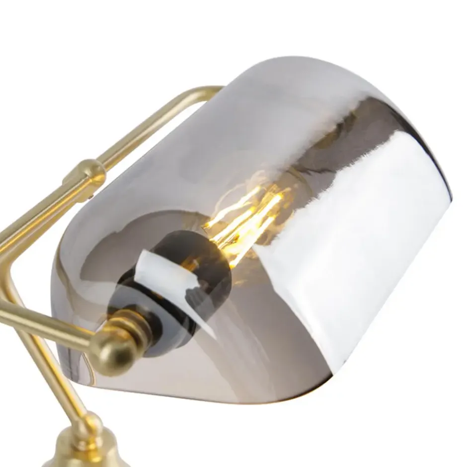 Qazqa bureaulamp banker goudkleurig e27