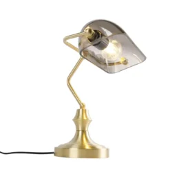 Qazqa bureaulamp banker goudkleurig e27