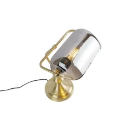 Qazqa bureaulamp banker goudkleurig e27